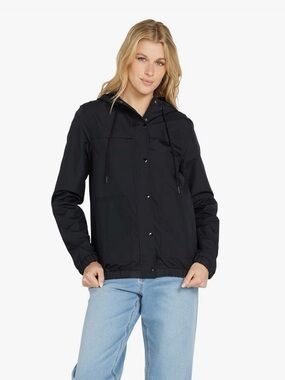 Volcom Womens Regular Enemy Stone Hooded Zip Front Windbreaker Jacket